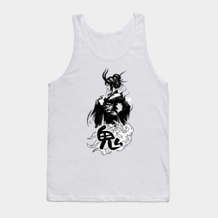 Horned Shadow Geisha, Mythical Japanese Demoness Art Tee Tank Top